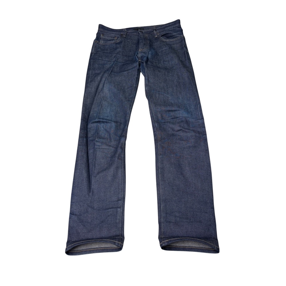 Uniqlo Selvedge Slim Fit Jeans Indigo Dark Wash Denim 31x32 321-413154 Mens
